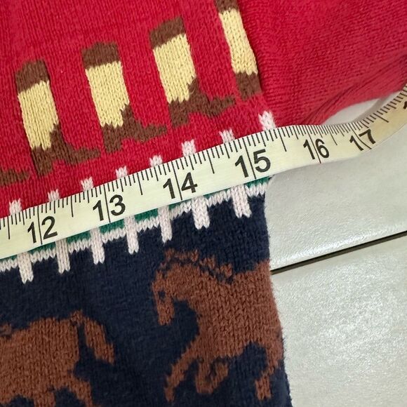 Vintage Warm Heart Kids Horse Racing Knit Long Sleeve Red Cardigan - Picture 4 of 5
